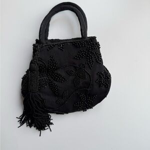 Elegant Black Beaded Handbag